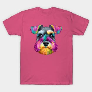 Cute Miniature Schnauzer Puppy Dog Gouache Painting T-Shirt